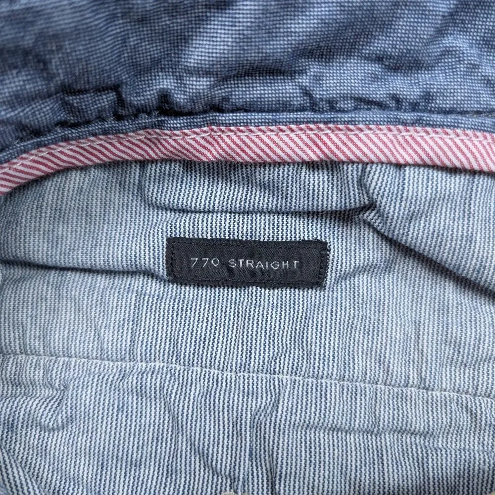 J Crew 770 Straight Chino Pants Mens 32x34(32) Beige Linen Blend Preppy Office